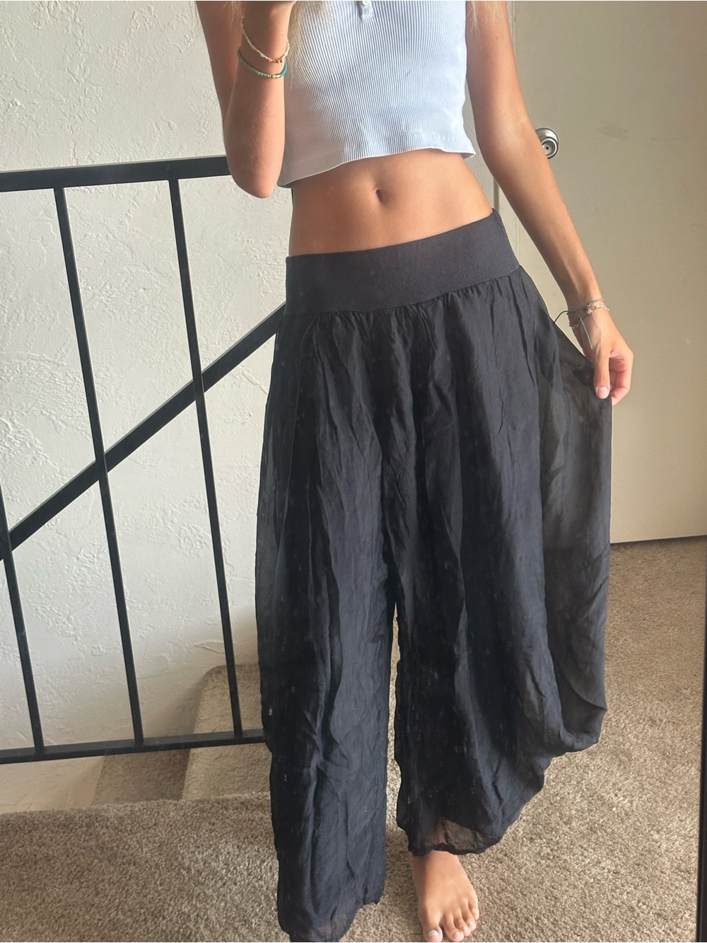 Wide Leg Black Women's Pants - Lightweight Flowing Palazzo